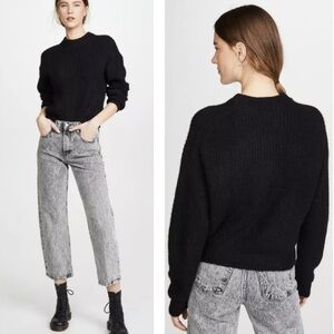 Reformation Finn Ribbed Alpaca Blend Sweater In Black Slouch Relaxed Fit SZ XS